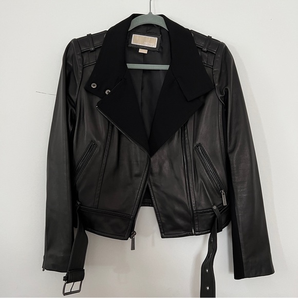 MICHAEL Michael Kors Black Leather Jacket Size Small - Picture 1 of 6